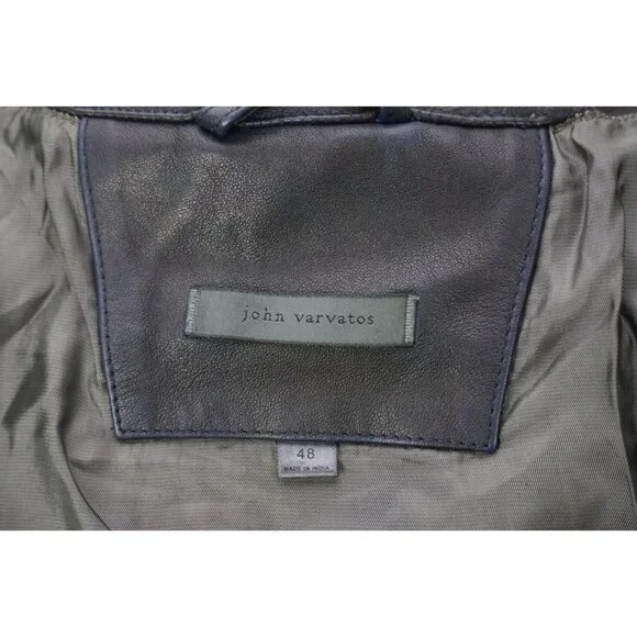 John Varvatos Wallace Blue Gradient Sheep Leather Jacket Coat Sz 48 NEW